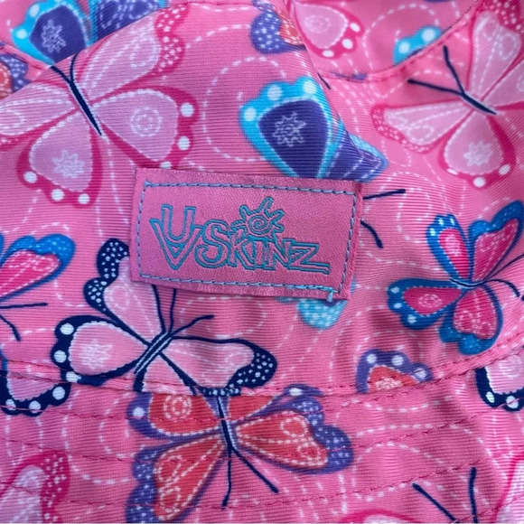 4/$25 UV Skinz Baby Reversible Bucket Sun Hat Blue and Pink Butterflies - Picture 9 of 10